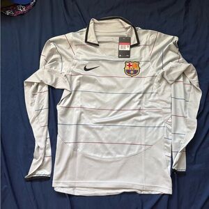 Ronaldinho Nike Silver Barcelona Long Sleeve Shirt